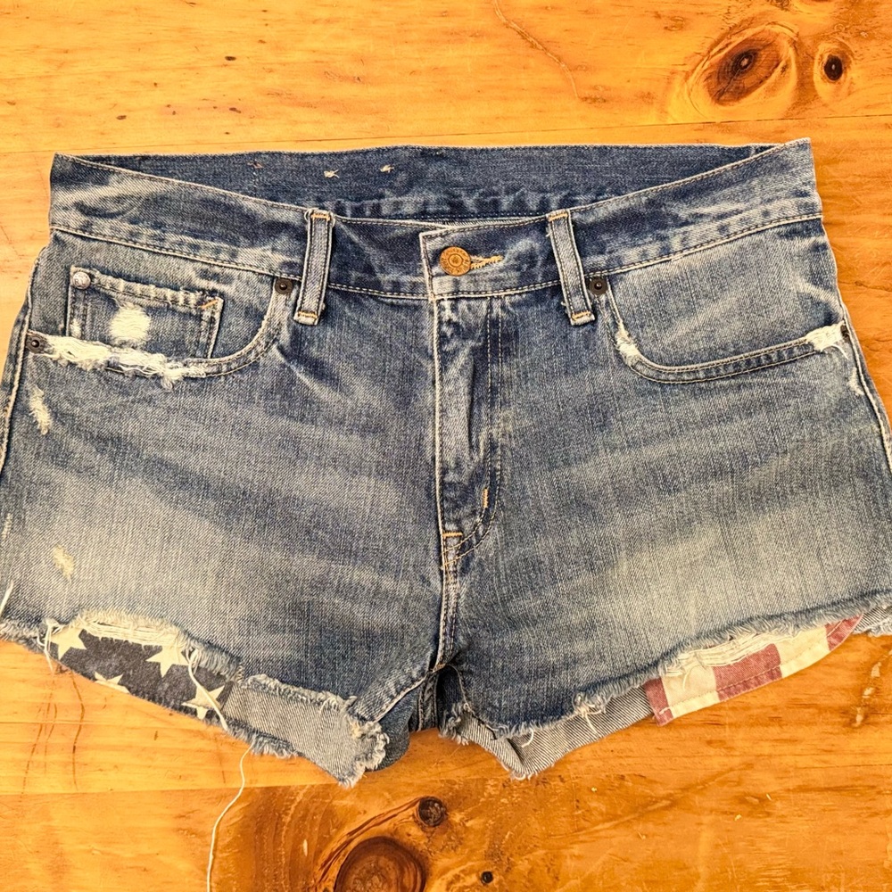 Ralph Lauren Blue Distressed Jean Shorts